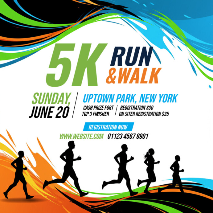 5k Fun Run Square (1:1) template