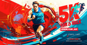 Red 5K Run Event Facebook begivenhed cover Template