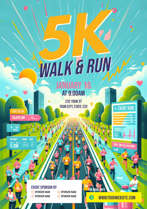 5K Run & Walk Event Flyer A4 template