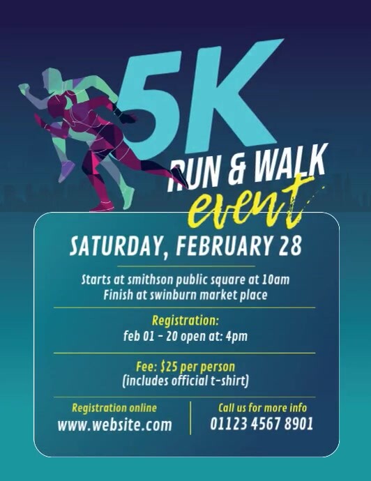 5K Run & Walk Event Flyer Template | PosterMyWall