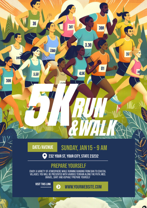 5K Run & Walk Event Flyer Template | PosterMyWall