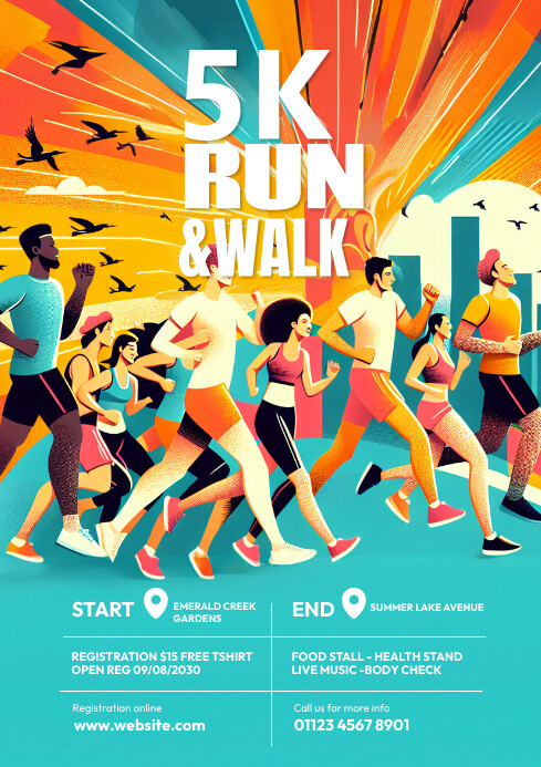 5K Run & Walk Event Flyer Template | PosterMyWall