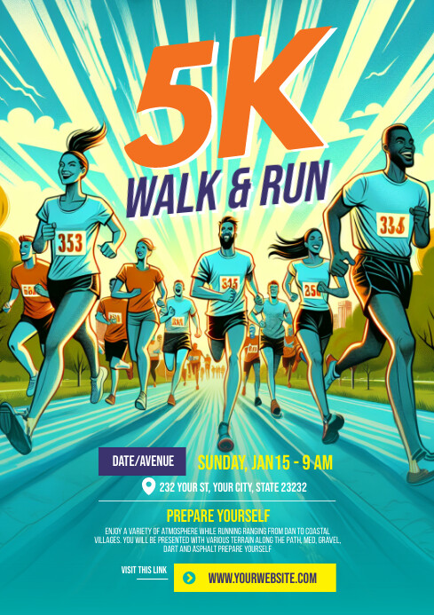 5K Run & Walk Event Flyer Template | PosterMyWall