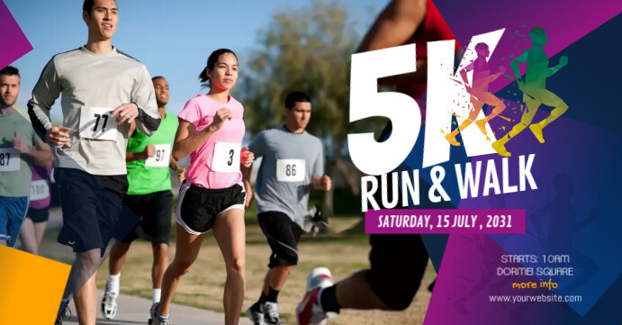 5K Run & Walk Event Ad Template Copertina evento Facebook
