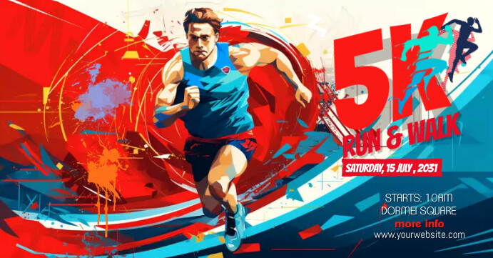 5K Run & Walk Event Ad Template Facebook 活动封面