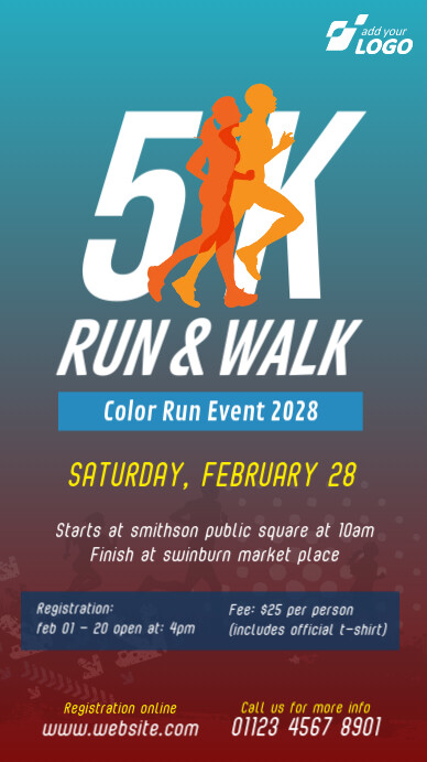 5K Run & Walk Event เรื่องราวบน Instagram template