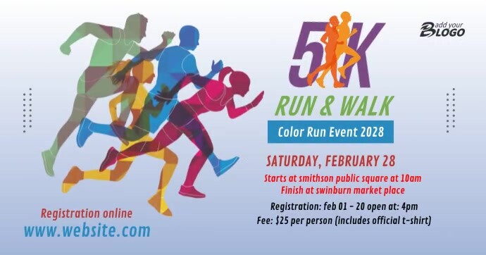 5K Run & Walk Event delt Facebook-billede template