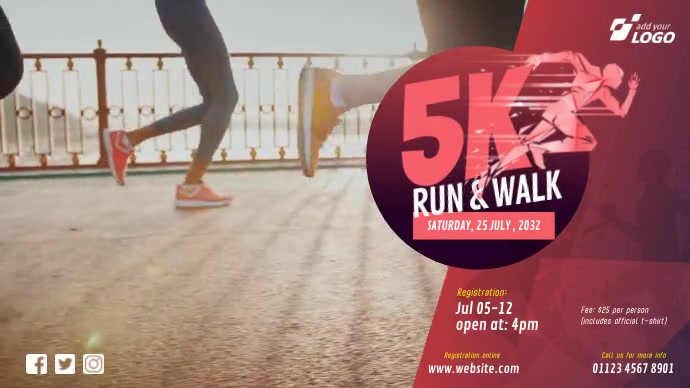5K Run & Walk Event Twitter 帖子 template