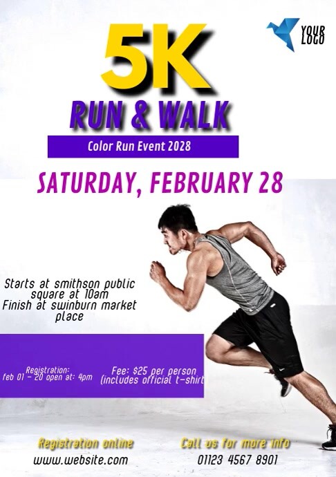 5K Run & Walk Event A2 template