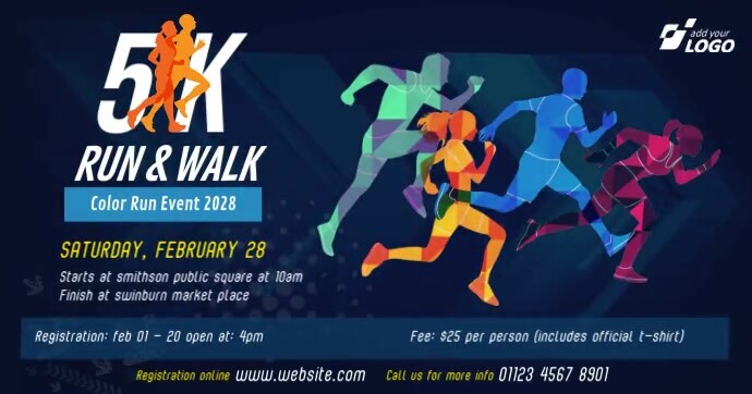5K Run & Walk Event Facebook Gedeelde Prent template