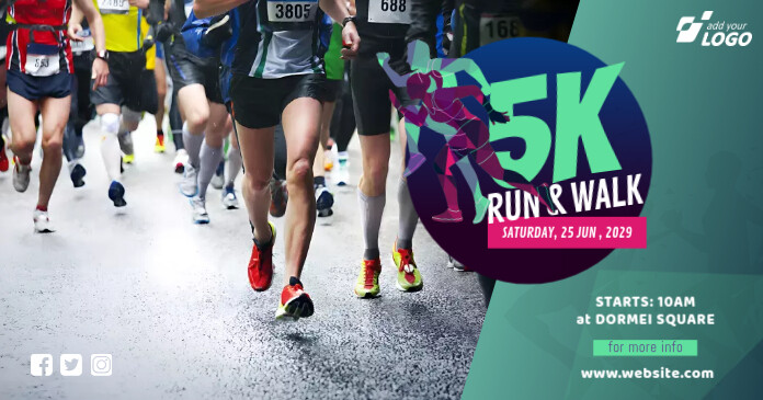 5K Run & Walk Event Immagine condivisa di Facebook template