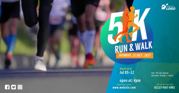 5K Run Facebook Cover Video template