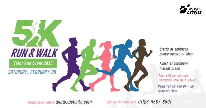 5K Run & Walk Event Facebook Gedeelde Prent template