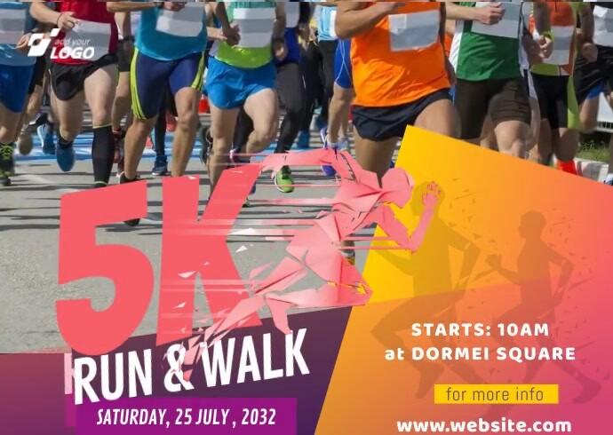 5K Run & Walk Event Postcard template
