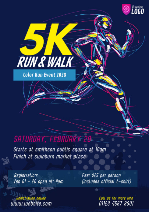 5K Run & Walk Event Flyer A4 template