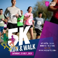 Blue and Purple 5K Run Instagram Post template