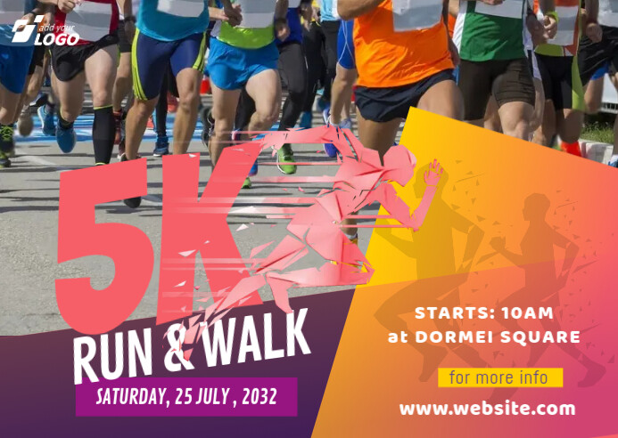 5K Run & Walk Event Postcard Cartolina template