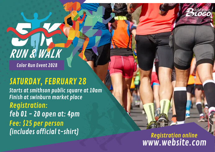 5K Run & Walk Event Postcard 明信片 template