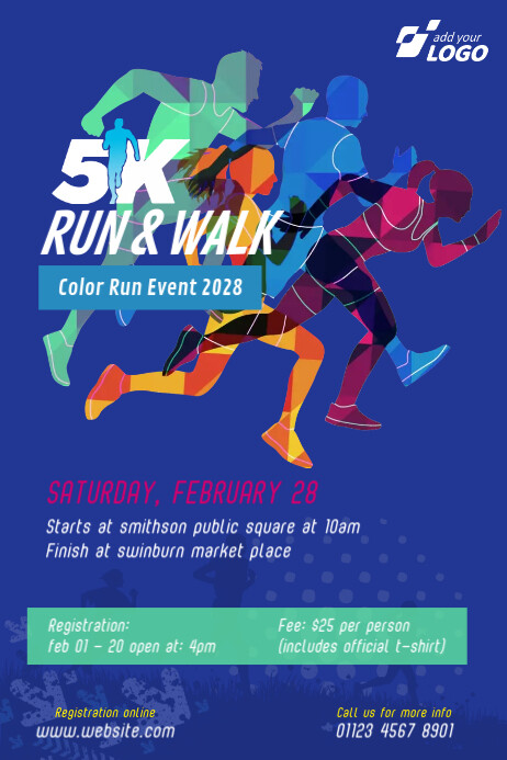 5K Run & Walk Event Poster โปสเตอร์ template