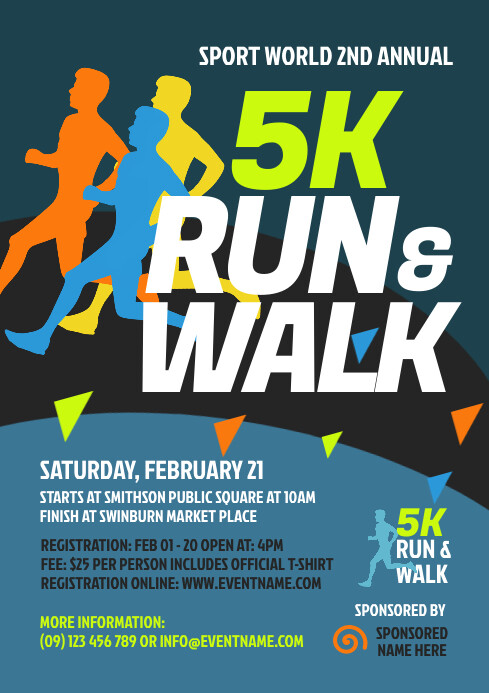 5K Run & Walk Flyer Template A4