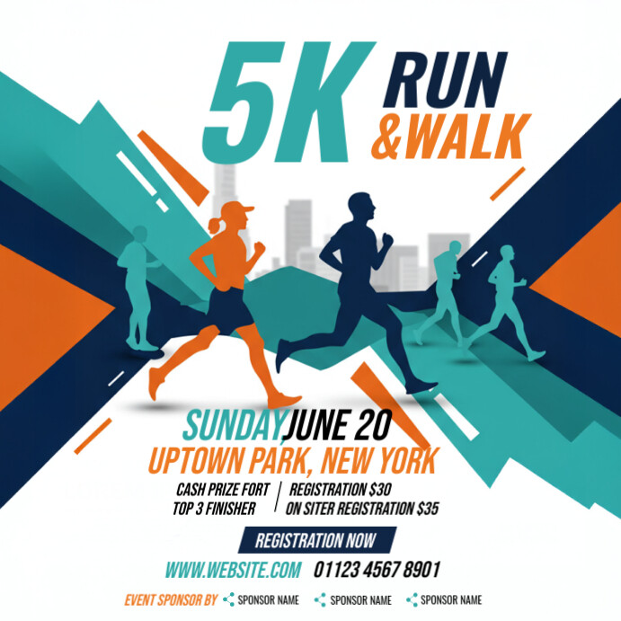 5k Run Event Square (1:1) template