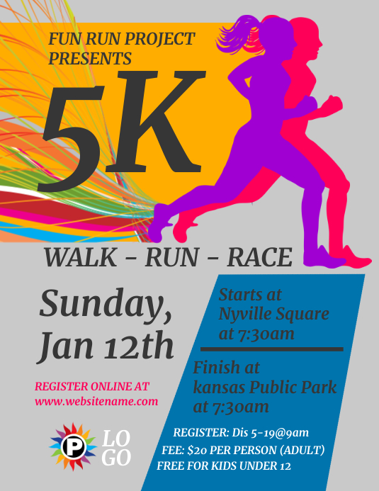 Plantilla de 5K Run Flyer PosterMyWall