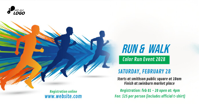 5K Walk & Run Event ภาพที่แชร์บน Facebook template