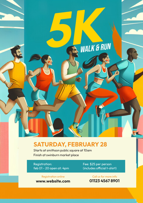 5K Walk & Run Event Flyer Template A4