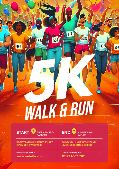 Copy of 5K Walk & Run Event Flyer Template | PosterMyWall