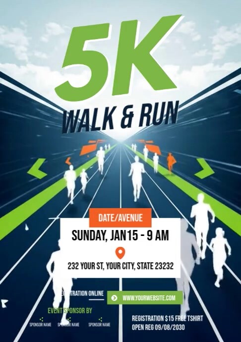 5K Walk & Run Event Flyer Template A4