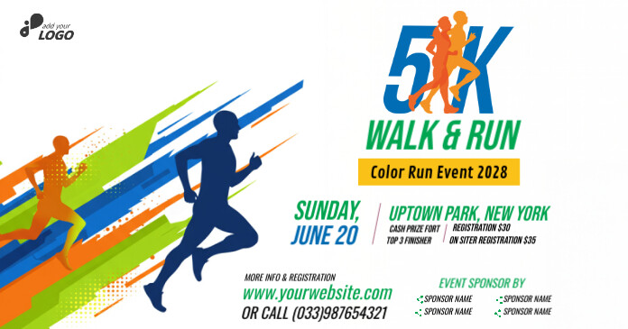 5K Walk & Run Event Twitter Post Facebook 共享图片 template
