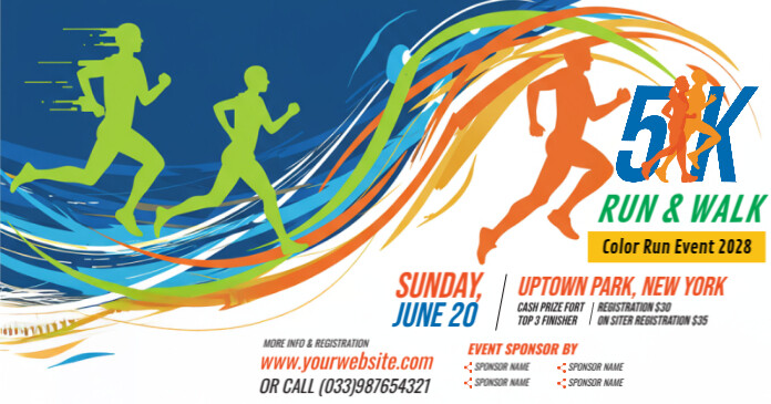 5k Walk & Run Event Facebook Shared Image template