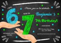 6-7 Birthday Invitation for boy, 6-7 Boys Birthday Party Invitation A6 template