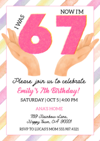 6-7 Birthday Invitation for Girls A6 template