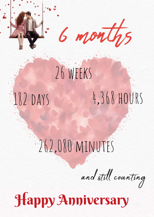 6 month Anniversary Card Printable Template | PosterMyWall