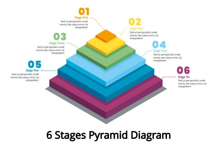 6 Steps Pyramid Diagram Business Stages Template | PosterMyWall