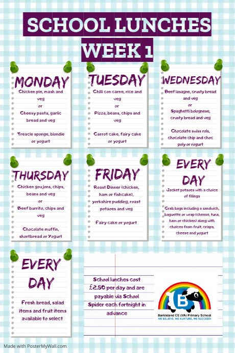 week 1 menu | PosterMyWall