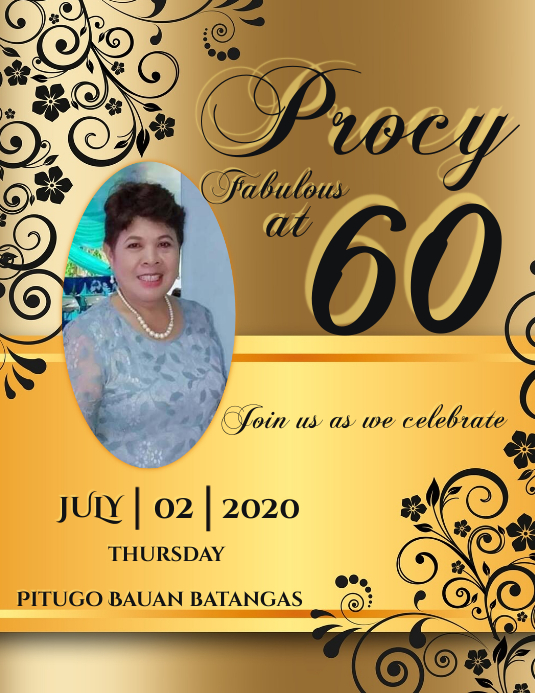 60th Birthday Flyer (Letter pang-US) template