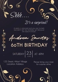 60th birthday invitation surprise party templ A4 template