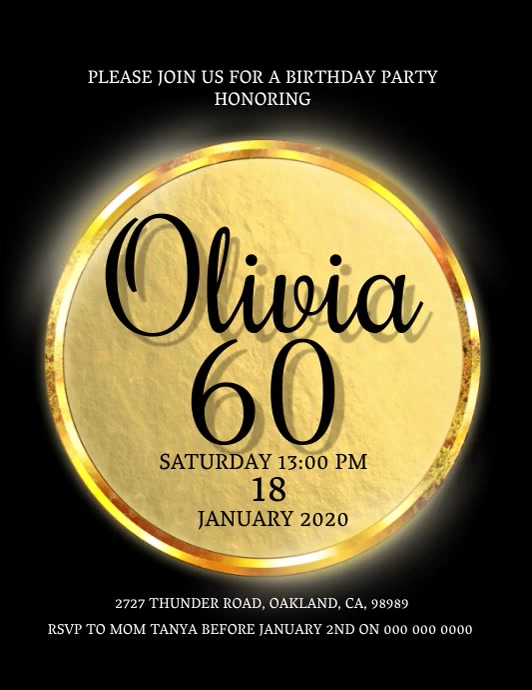 60th Birthday Invitation Template Postermywall