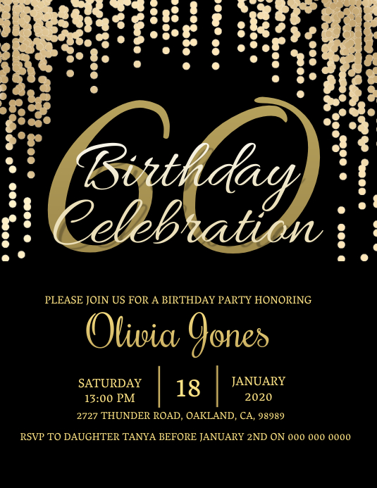 60th Birthday invitation Template PosterMyWall