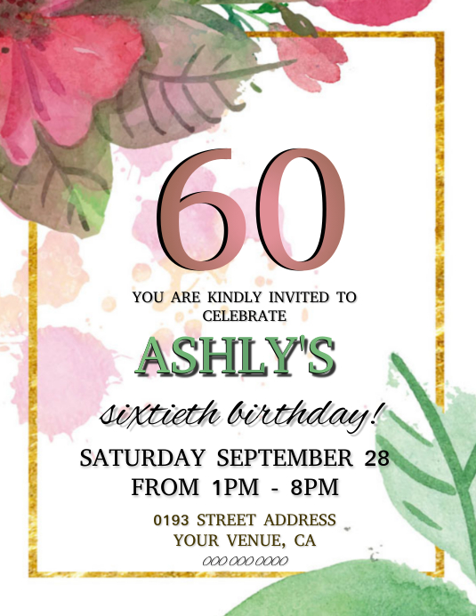 60th Birthday Party INVITE TEMPLATE PosterMyWall 60th Birthday Party INVITE TEMPLATE PosterMyWall