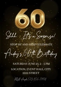 60th Birthday Surprise Invitation Template A4