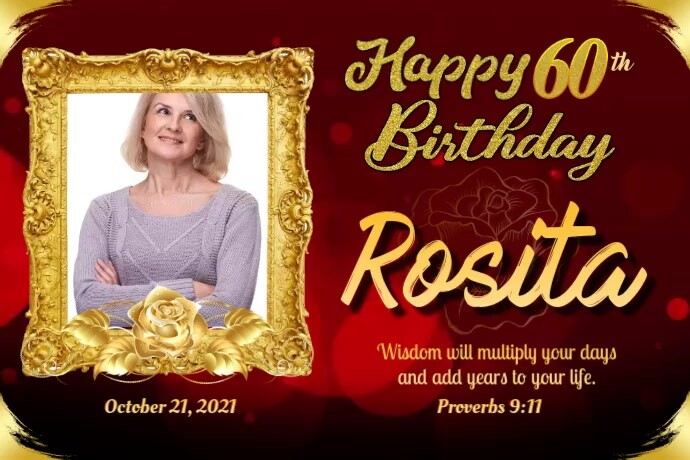 60th Birthday Video Баннер 4' × 6' template