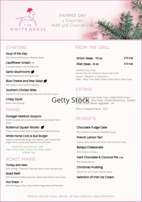 Dec 2022 Pamper Menu | PosterMyWall