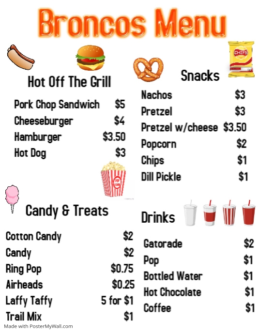 Concession Stand Menu PosterMyWall