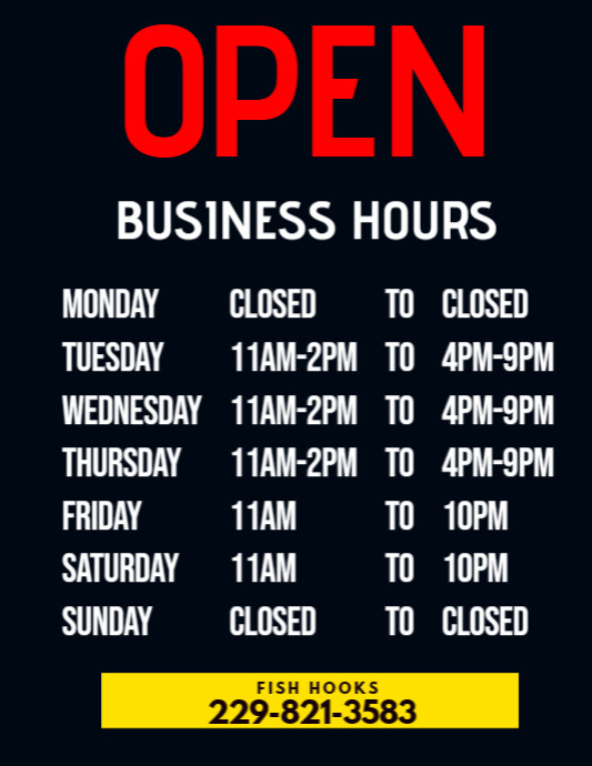 Working hours Flyer (US Letter) template