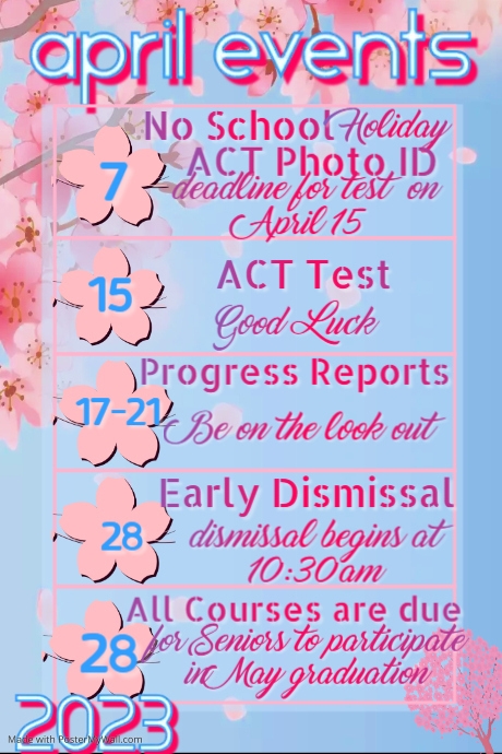 April Calendar of Events | PosterMyWall