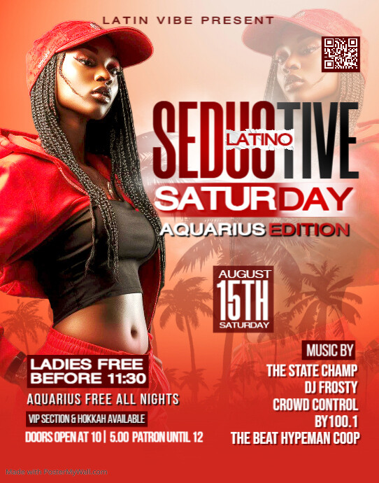 Red Joyful Seductive Saturday Party Poster/wa