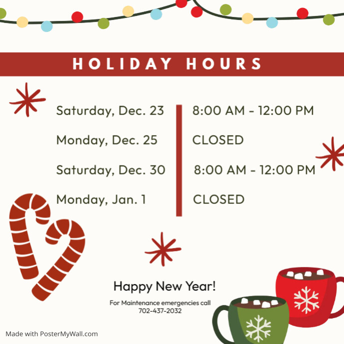Holiday Hours Template | PosterMyWall
